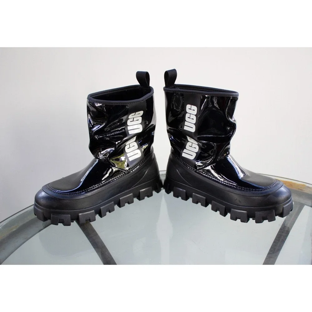 UGG BLACK CLASSIC BRELLAH MINI WATERPROOF RAIN BOOTS, WOMEN US 6/ EUR 37